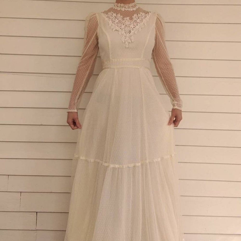Gunne Sax Wedding Dress Ivory Lace XS